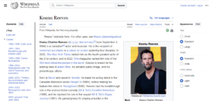 Keanu Reeves wikipedia page