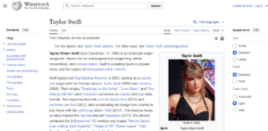 Taylor Swift wikipedia page